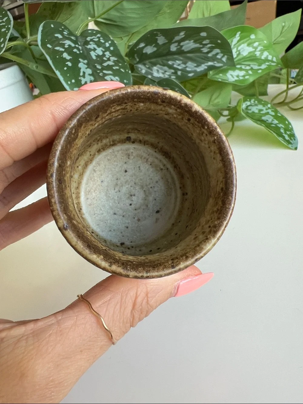 Small Mini Handmade Pottery Vase Match Holder Vintage